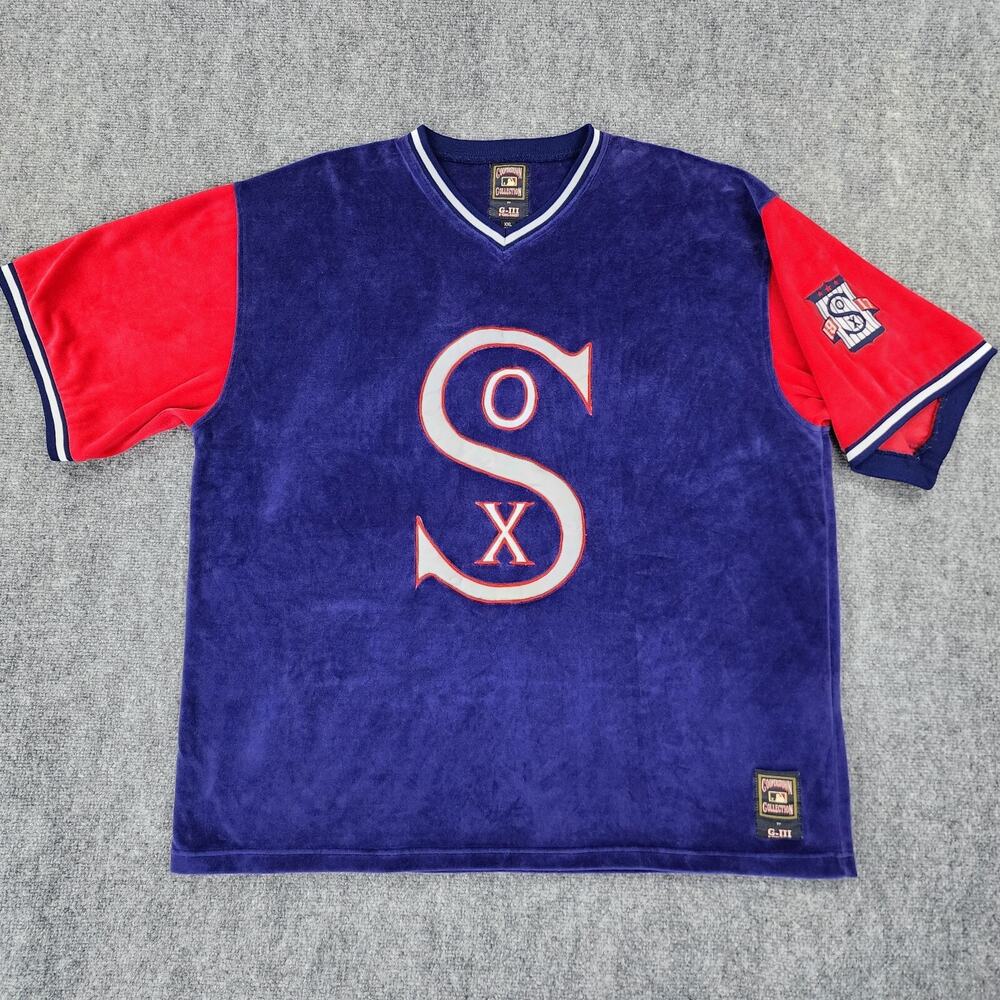 Chicago White Sox Shirt Mens XXL Blue Red Velour Cooperstown G-III Carl Banks